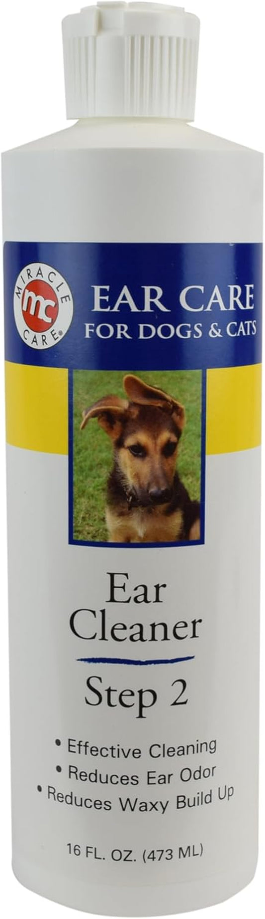 Ear Cleaner for Dogs and Cats, 16 Ounce, Reduces Ear Odor and Waxy Build Up, Gentle and Non Staining