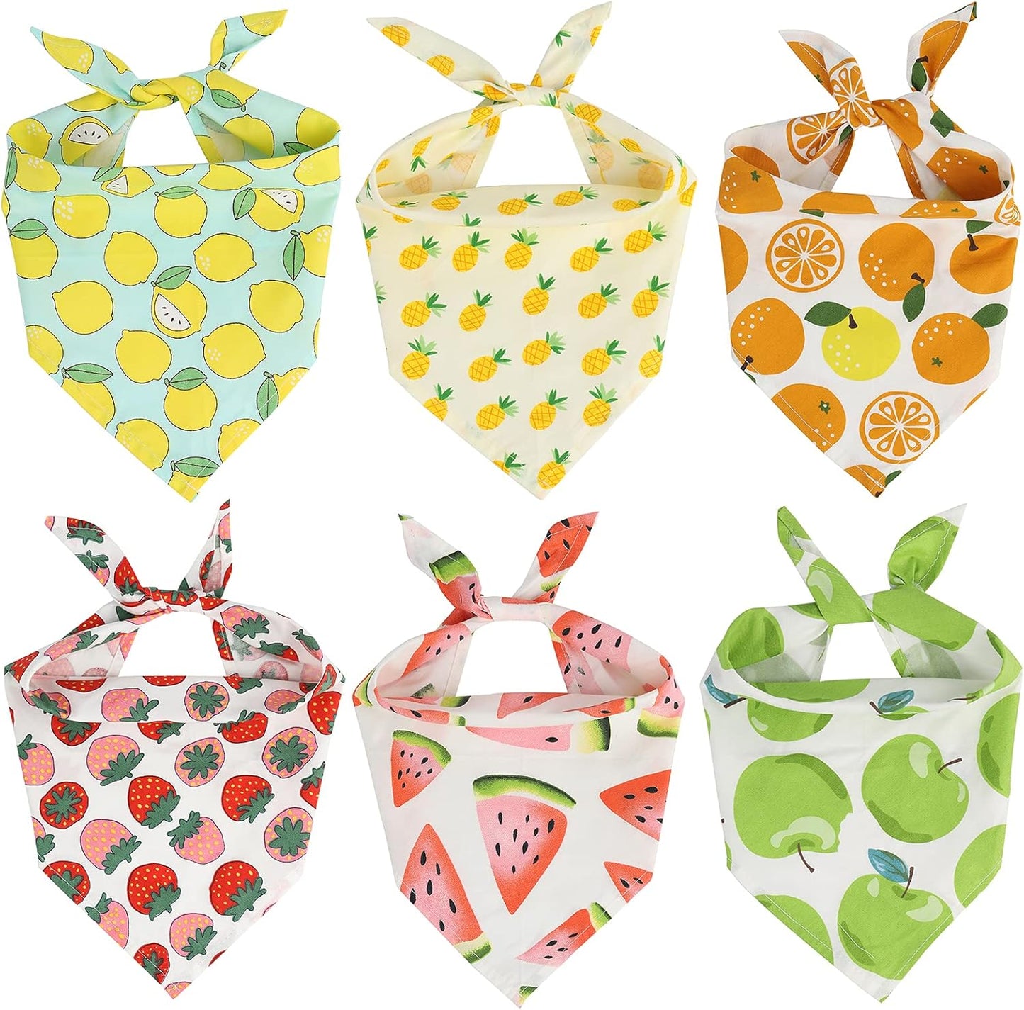 6 Pieces Dog Bandana, Fruit Scarf for Dogs, Cats,Pets Accessories (Fruits-6, Small)