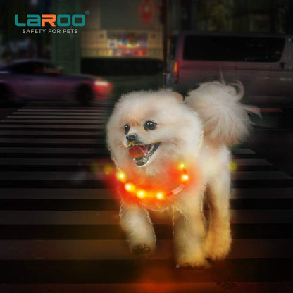 LED Light up Dog Collar, Cutable Silicon USB Rechargeable Glow Light Collar for All Dogs, Waterproof 3-Modes Flashing Dog Collar for Dark Outdoor Training Playing (27.5 Inch/70Cm)