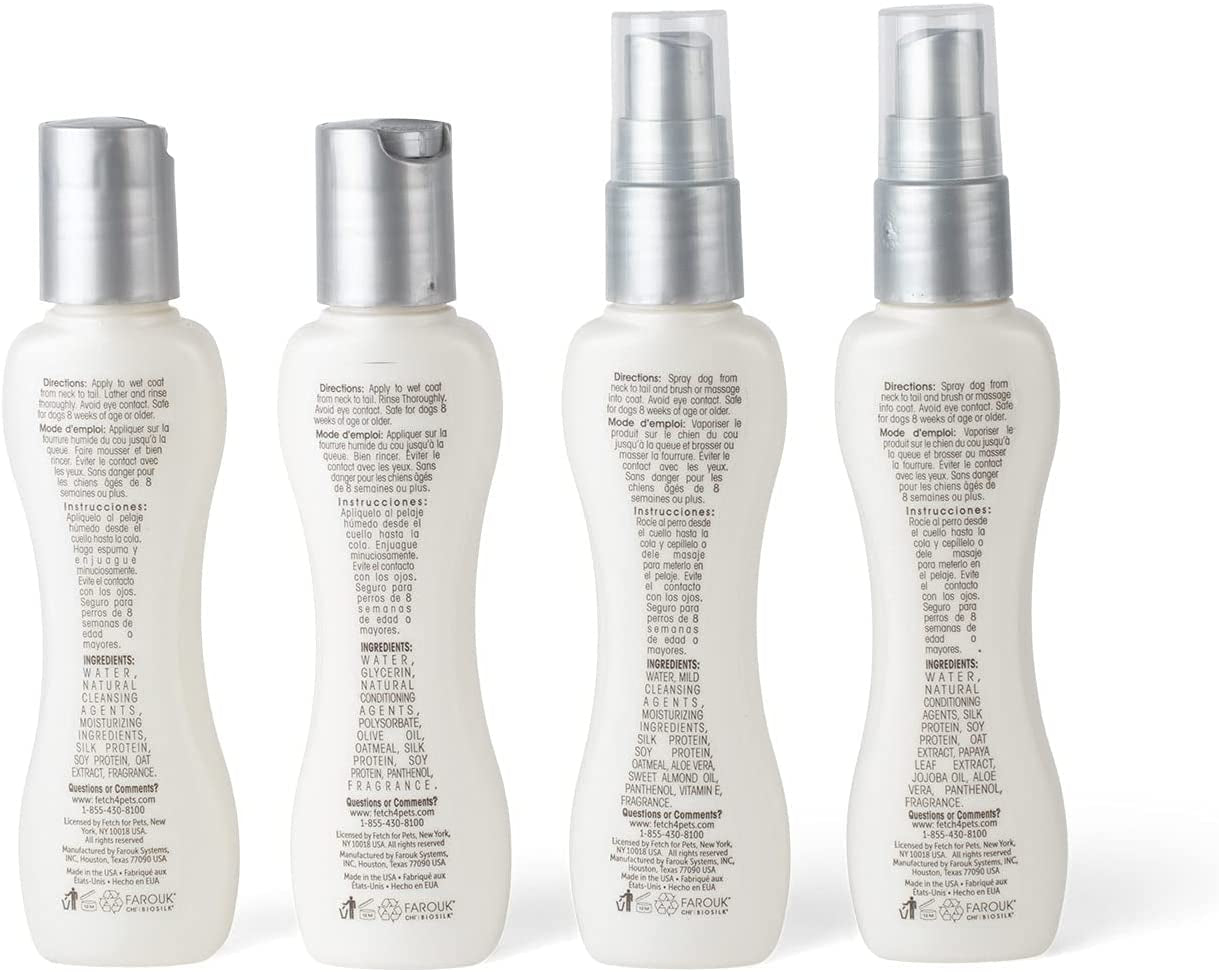 for Dogs Dog Grooming Essentials Kit Dog Grooming Kit Includes Dog Shampoo, Dog Conditioner, Waterless Dog Spray, for Dogs Detangling and Shine Spray (FF12381), Natural