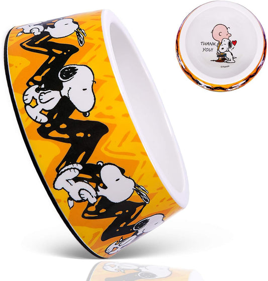 Snoopy Dog Bowls - Official Peanuts Safe Material Dog Bowl with Non-Skid Silicone Base - Dog Food Bowl for Dogs and Cat Bowls - Dog Water Bowl with Unique Designs for Small and Large Pets