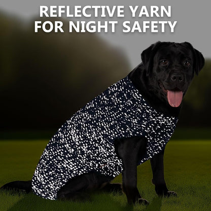 Dog Sweater with Leash Hole Warm Pullover with Reflective Yarn for Small and Medium Dogs Male Soft Knit Pullover Boy Dog Coats Cozy Lightweight Thick Sweater,Navy Blue,Medium