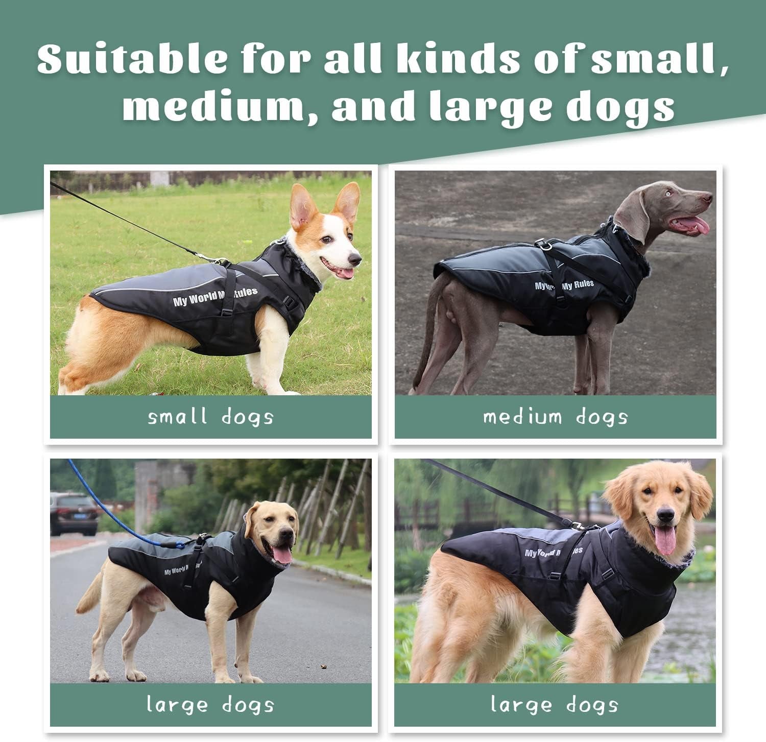 Dog Coats for Medium Dogs, Large Small Dogs Cold Weather Coats Winter Waterproof Warmest Dog Outdoor Snow Jacket with Built in Harness for Girls Boys Best Cozy Dog Apparel (Gray,4Xl)