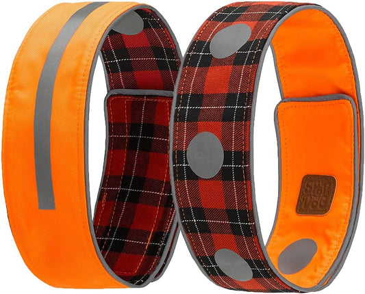 Reflective Dog Collar - Adjustable Pet Collars, Safe, Durable, Comfortable Dog Walking Accessories for Small Dog, Hunting Dog, Puppy, Boy, Girl Dog Collars (Blaze Orange, Red Plaid, S)