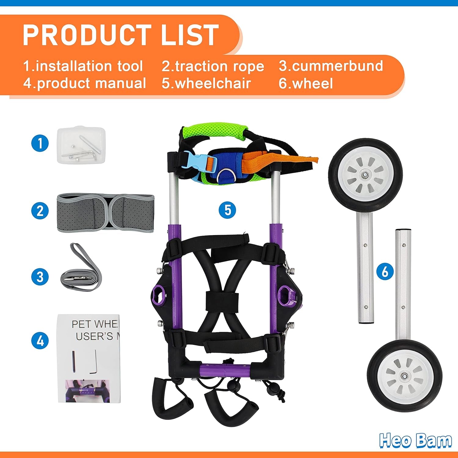 Dog Wheelchair - for Small Dog-Adjustable Dog Wheelchair for Hind Legs Rehabilitation ，Convenient Dog Wheelchair (XS(B))
