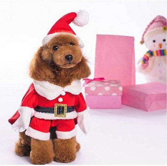 Dog Christmas Costumes with Hat Dog Santa Costume Dog Xmas Costume for Small Dog Cat Puppy (Red, Medium)