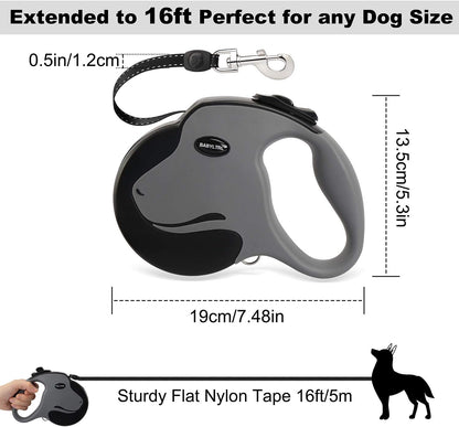 Upgraded Heavy Duty Retractable Dog Leash, 360° Tangle-Free Large Dog Retractable Leash up to 110Lbs, 16Ft Strong Reflective Nylon Tape with Anti-Slip Handle, One-Handed Brake, Pause, Lock