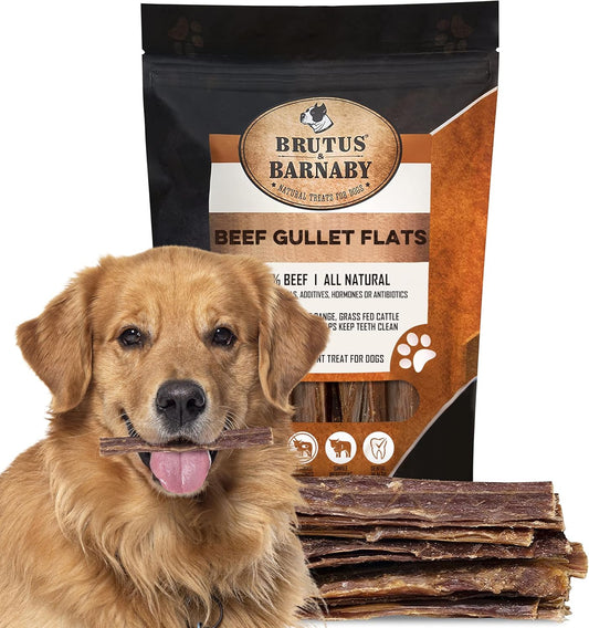 All Natural Single Ingredient Beef Esophagus Chews for Dogs - Healthy Flat Gullet Strips with Naturally Occurring Glucosamine & Chondroitin for Joint Function - Great for Any Dog Size
