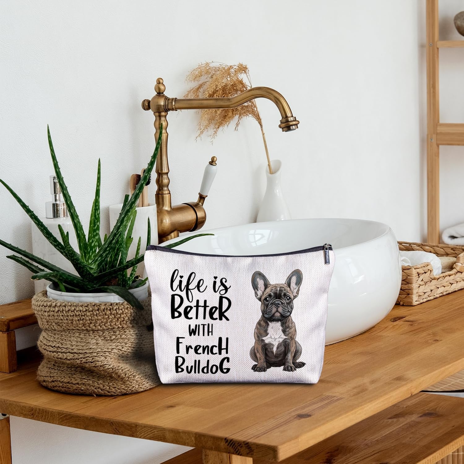 French Bulldog Makeup Bag - Cosmetic Bags, Zippered Bag for Women, Frenchie Gifts