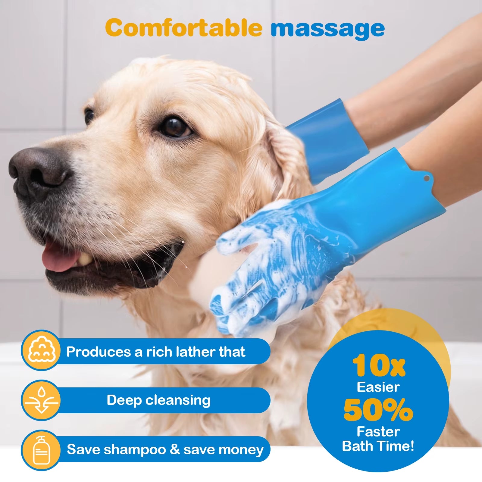 6PCS Pet Grooming Kit Silicone Dog Bath Brush Dog Toothbrush Finger Dog Bath Gloves Dog Shampoo Brush Cat Dog Bathing Supplies