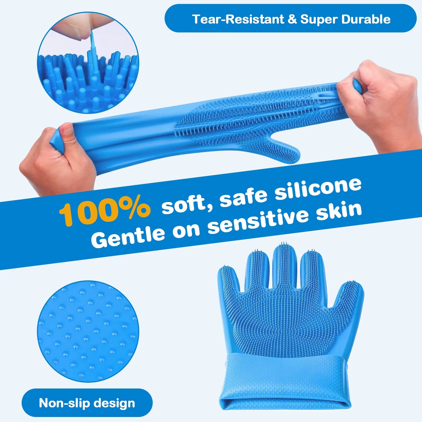 6PCS Pet Grooming Kit Silicone Dog Bath Brush Dog Toothbrush Finger Dog Bath Gloves Dog Shampoo Brush Cat Dog Bathing Supplies