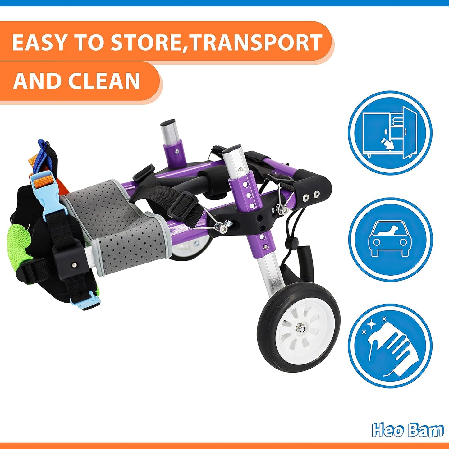 Dog Wheelchair - for Small Dog-Adjustable Dog Wheelchair for Hind Legs Rehabilitation ，Convenient Dog Wheelchair (XS(B))