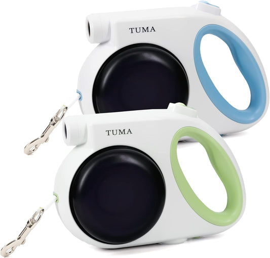 Multi-Function Retractable Dog Leash with Safety Night Light, 2 Feed&Water Bowls, Garbage Bag Cabin, plus 5 Rolls of Garbage Bags. Size 13FT Dog Retractable Dog Leash and Hold up to 80Lbs.