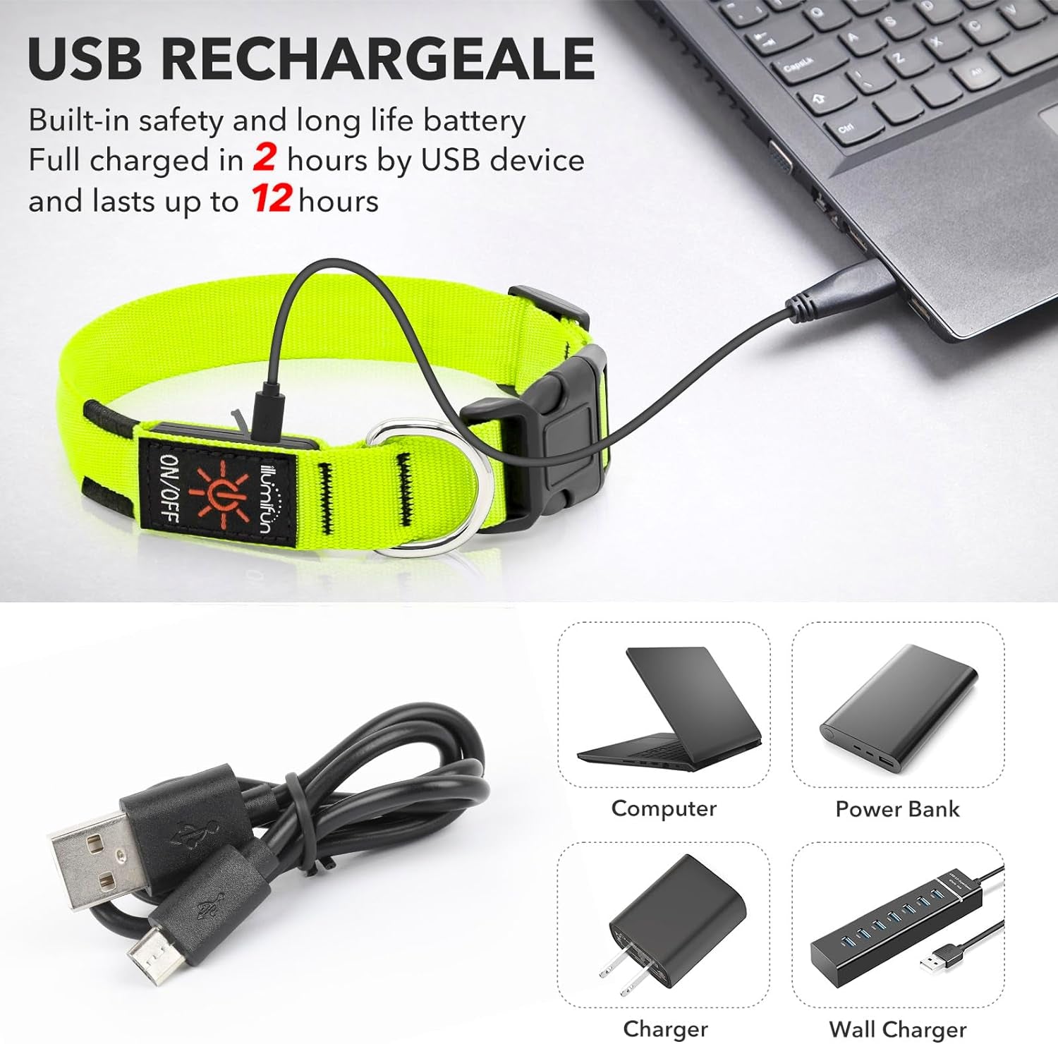 LED Large Dog Collar (Glow in the Dark)